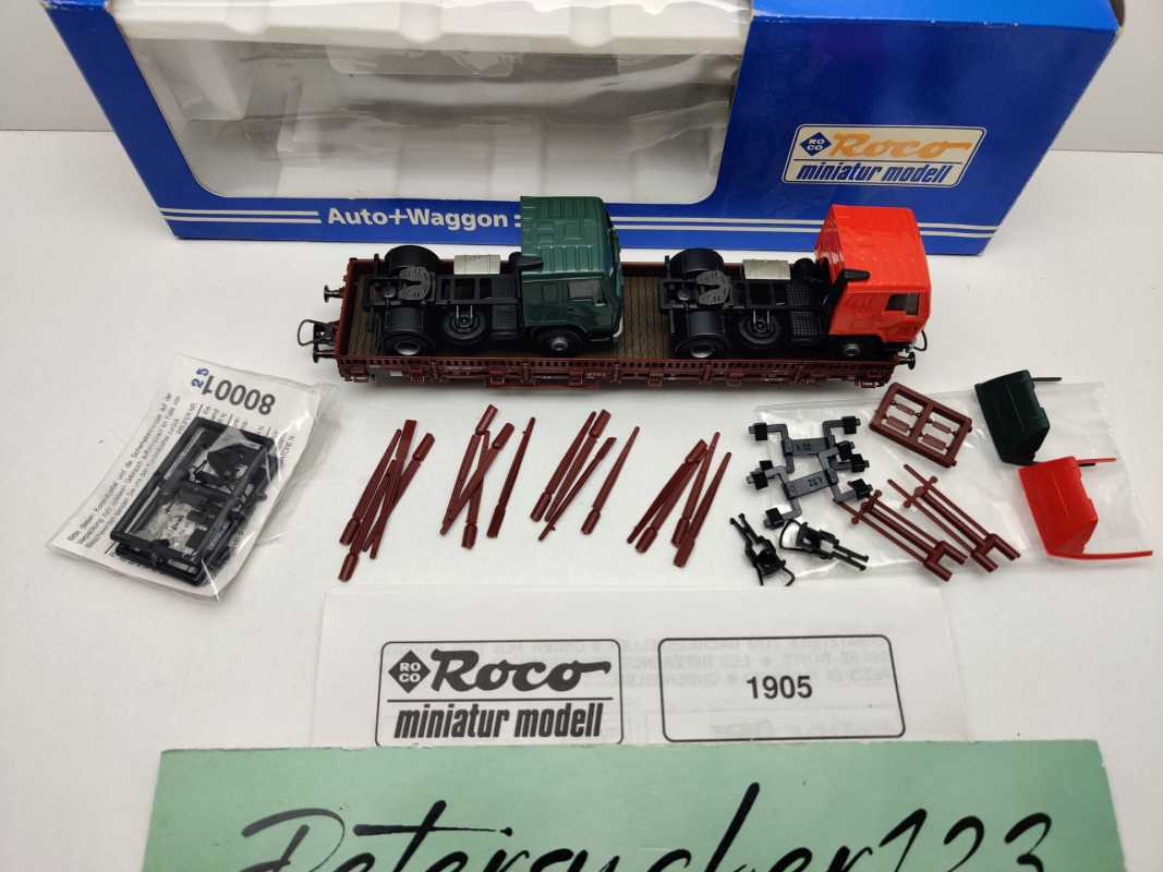 Roco H0 DC 1905 Rungenwagen Kbs442 "2 LKW-Zugmaschinen" / NEM / DB / OVP