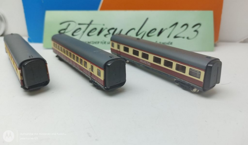 Roco N DC 23006 3-tlg TEE-Set "VT 11.5 Helvetia" / Mittelwagen / Licht / DB / OVP