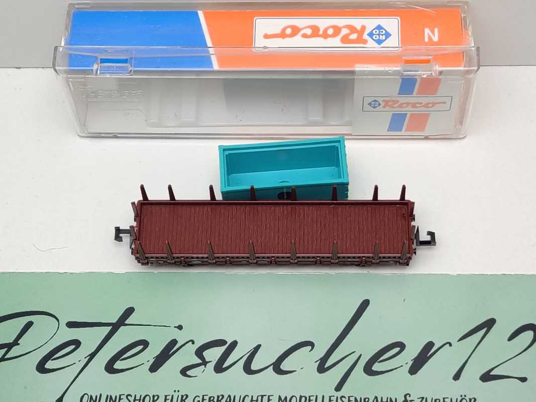 Roco N DC 25913 Rungenwagen mit Container "Löwenbräu" Kbs442 / DB / OVP