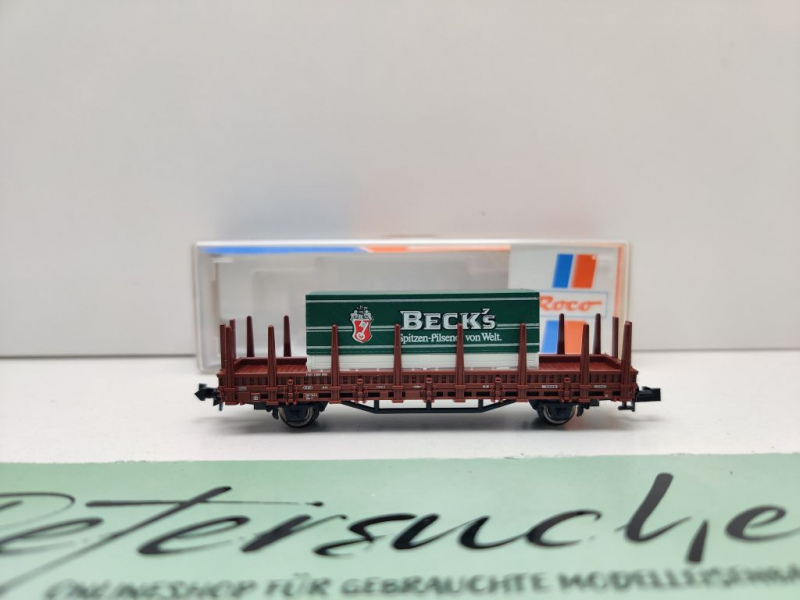 Roco N DC 25915 Rungenwagen mit Wechselpritsche "Becks Bier" Kbs442 / DB / OVP