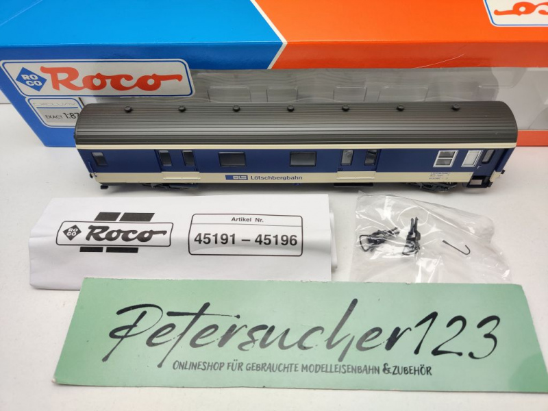Roco H0 DC 45196 Gepäckwagen Lötschbergbahn D / NEM / BLS / OVP