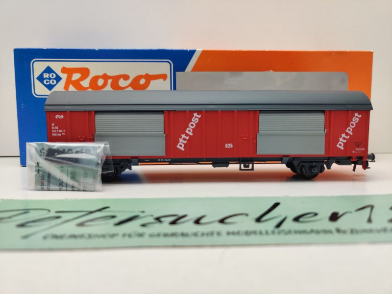 Roco H0 DC 46275 gedeckter Güterwagen "ptt Post" Hbbkkss / NEM / NS / OVP