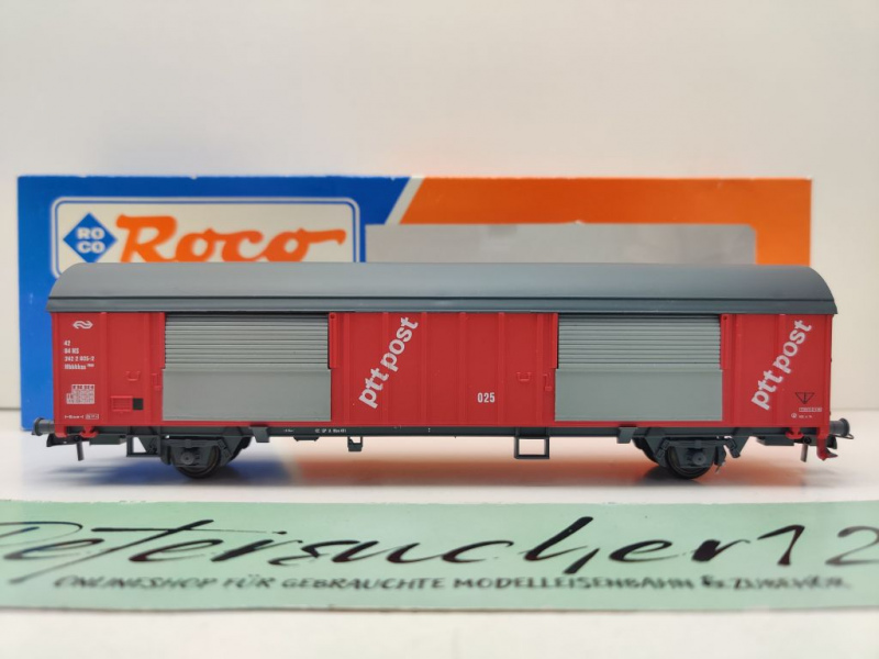 Roco H0 DC 46275 gedeckter Güterwagen "ptt Post" Hbbkkss / NEM / NS / OVP