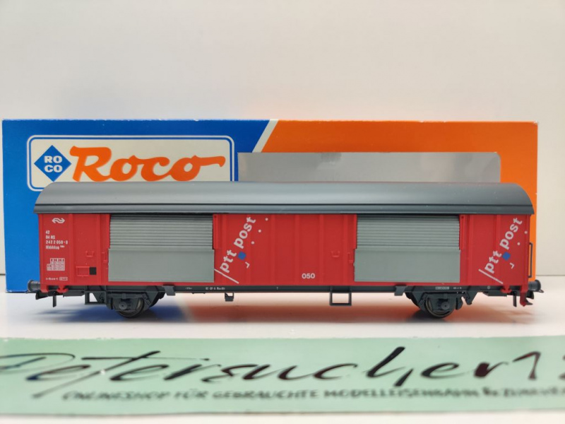 Roco H0 DC 46281 gedeckter Güterwagen "ptt Post" Hbbkkss / NEM / NS / OVP