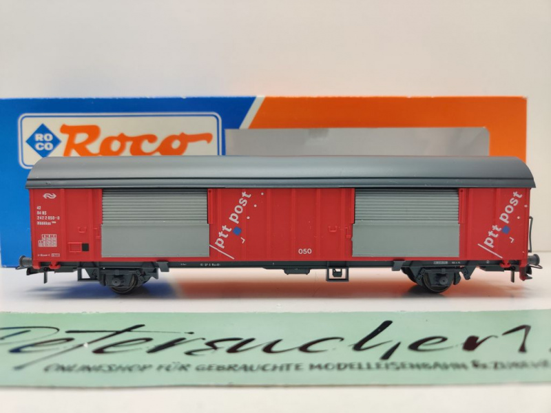 Roco H0 DC 46281 gedeckter Güterwagen "ptt Post" Hbbkkss / NEM / NS / OVP