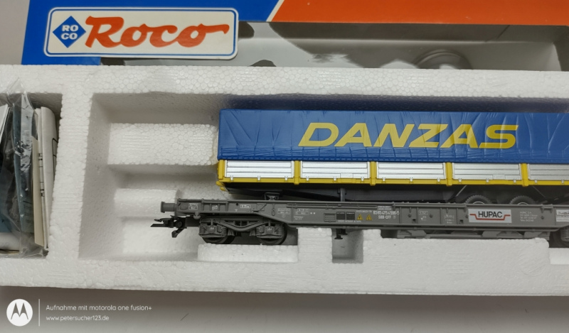 Roco H0 DC 46355  Einheitstaschenwagen HUPAC mit Container “DANZAS” / SBB / OVP