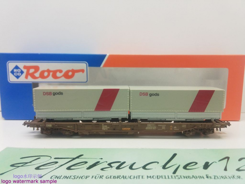 ROCO H0 DC 47033 Einheitstaschenwagen "DSB Gods" 2x 20' / Sdgmns / NEM / DSB / OVP