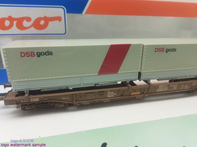 ROCO H0 DC 47033 Einheitstaschenwagen "DSB Gods" 2x 20' / Sdgmns / NEM / DSB / OVP