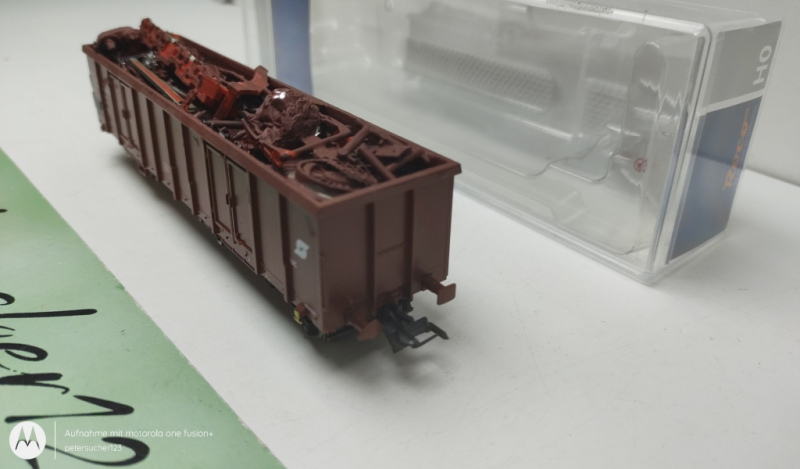 Roco H0 AC 66096/1 offener Güterwagen Ladegut geklebt / ÖBB / Braun / OVP