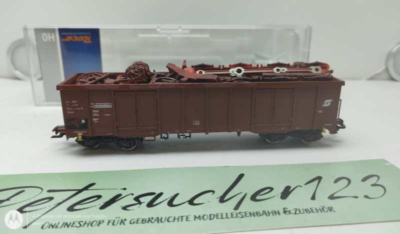 Roco H0 AC 66096/1 offener Güterwagen Ladegut geklebt / ÖBB / Braun / OVP