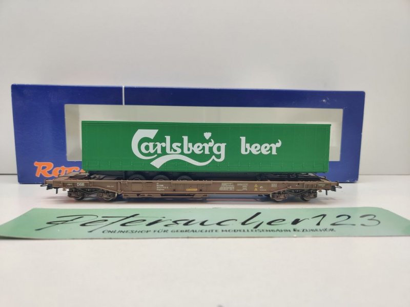 Roco H0 DC 66590 Taschenwagen „Carlsberg beer" / Sdgmns / NEM / DSB / OVP