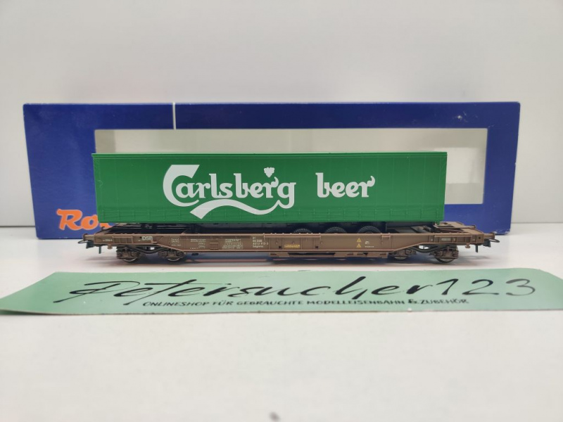 Roco H0 DC 66590 Taschenwagen „Carlsberg beer" / Sdgmns / NEM / DSB / OVP