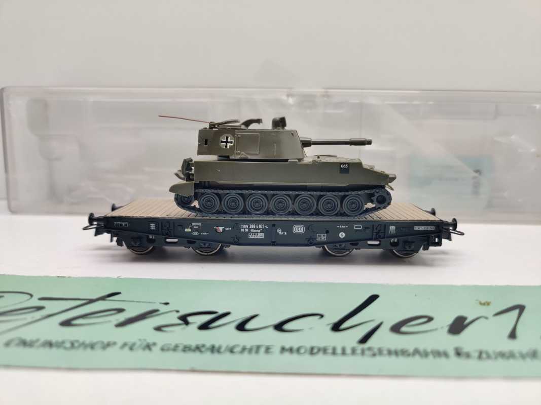 Roco H0 DC 67475 Schwerlastwagen Rlmmp Panzerhaubize M108 Antenne / NEM / DB / OVP