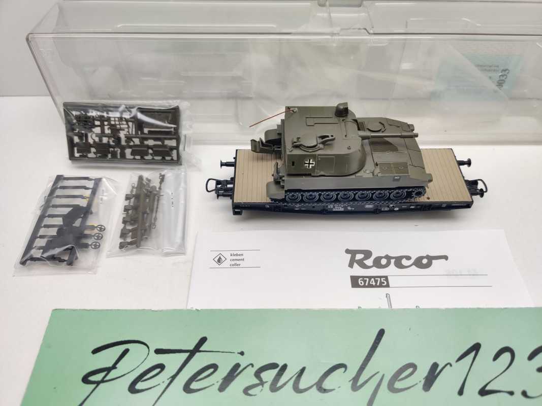 Roco H0 DC 67475 Schwerlastwagen Rlmmp Panzerhaubize M108 Antenne / NEM / DB / OVP
