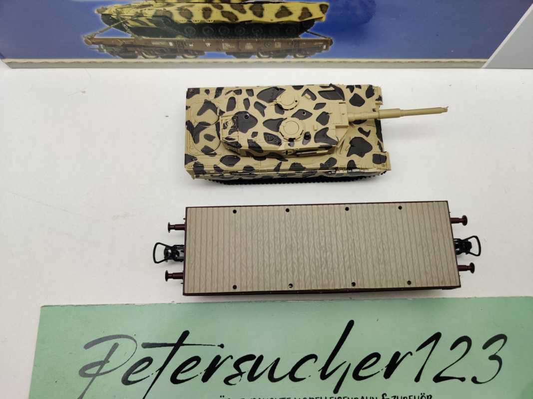 Roco H0 DC 67476 Schwerlastwagen Smm Leopard 2A4 " Leopradine" / NEM / ÖBB / OVP