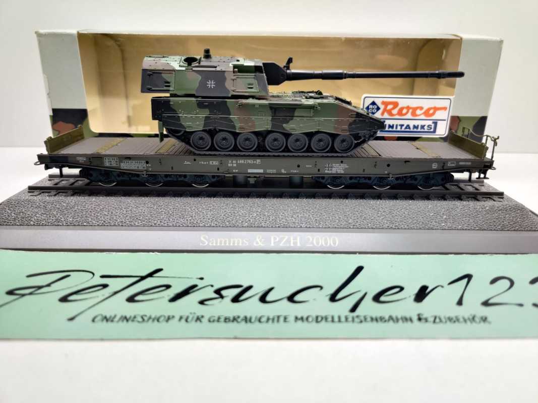 Roco H0 DC 866 Schwerlastwagen Samms Panzerhaubitze PzH2000 / NEM / DB / OVP