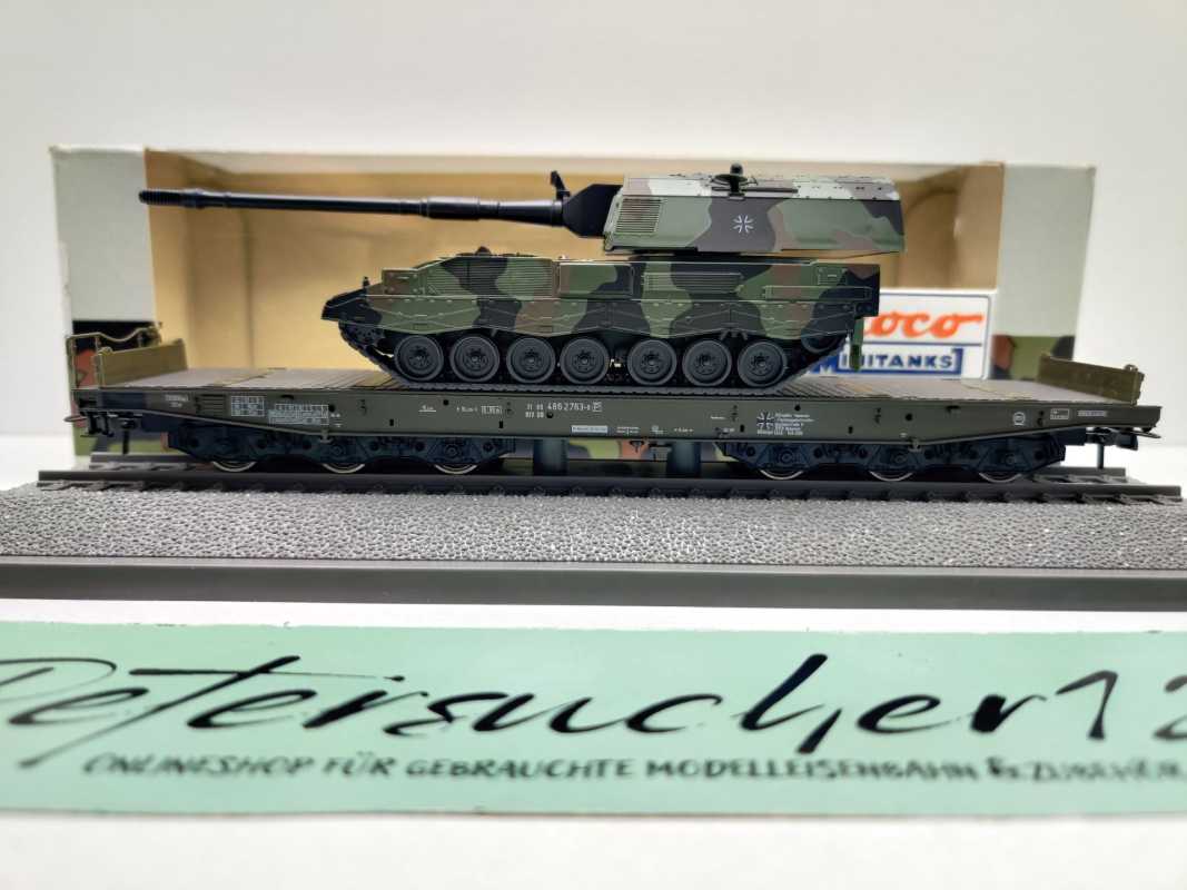 Roco H0 DC 866 Schwerlastwagen Samms Panzerhaubitze PzH2000 / NEM / DB / OVP