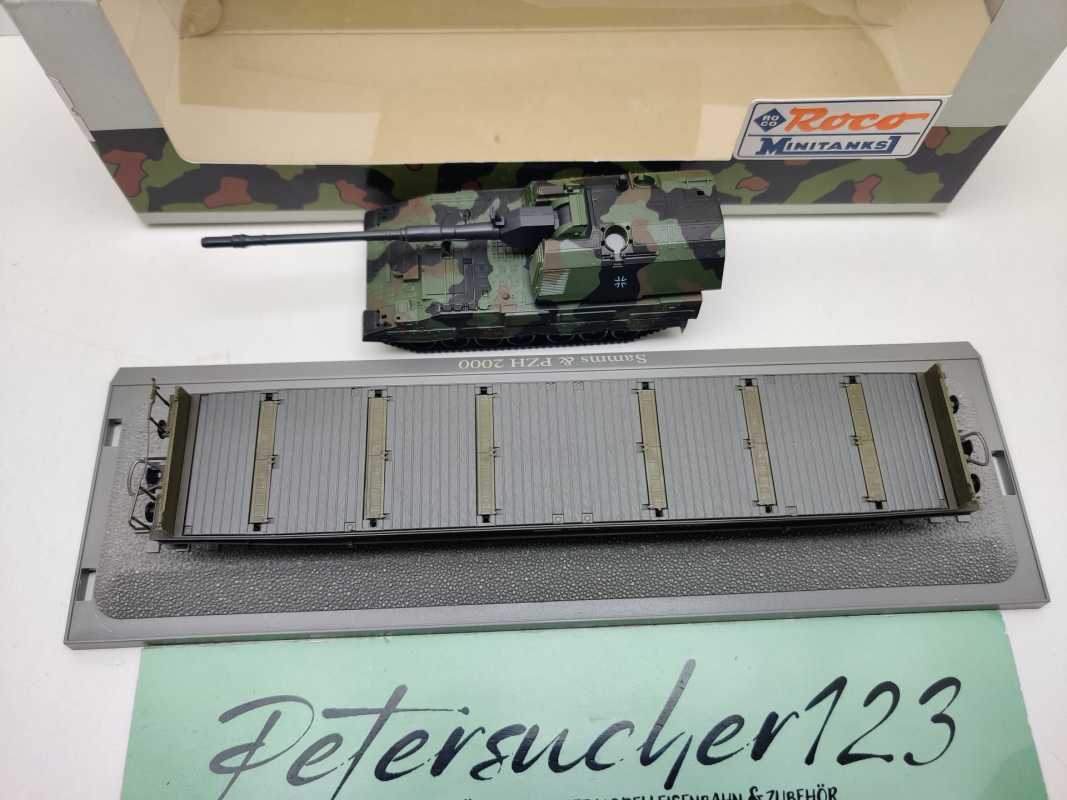 Roco H0 DC 866 Schwerlastwagen Samms Panzerhaubitze PzH2000 / NEM / DB / OVP
