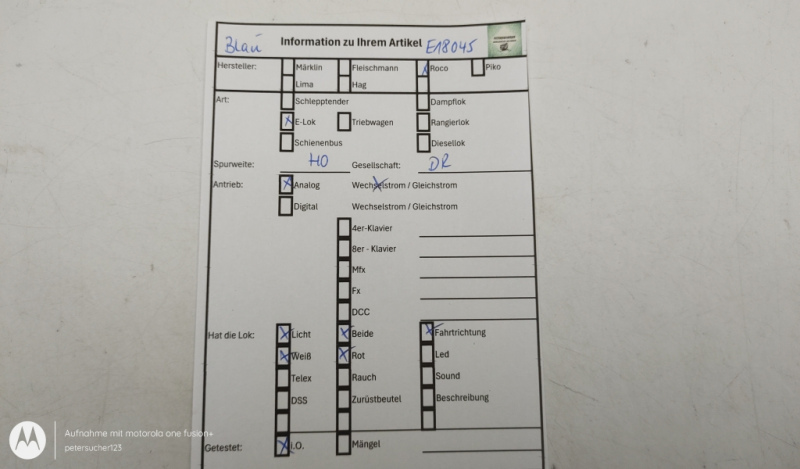 Roco H0 AC 43972 / E18 045 Elektrolok / Blau / Analog  / DR