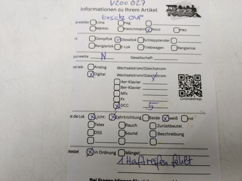 Roco N DC / V200 027 / Diesellok / DB / Rot / Digital / EOVP