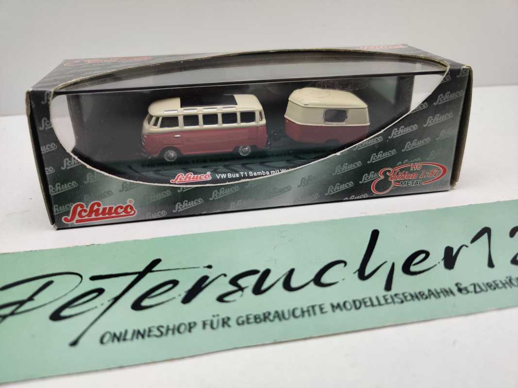 Schuco H0 21690 VW Bus T1 Samba Wohnanhänger Hymer Eriba / 1:87 / OVP