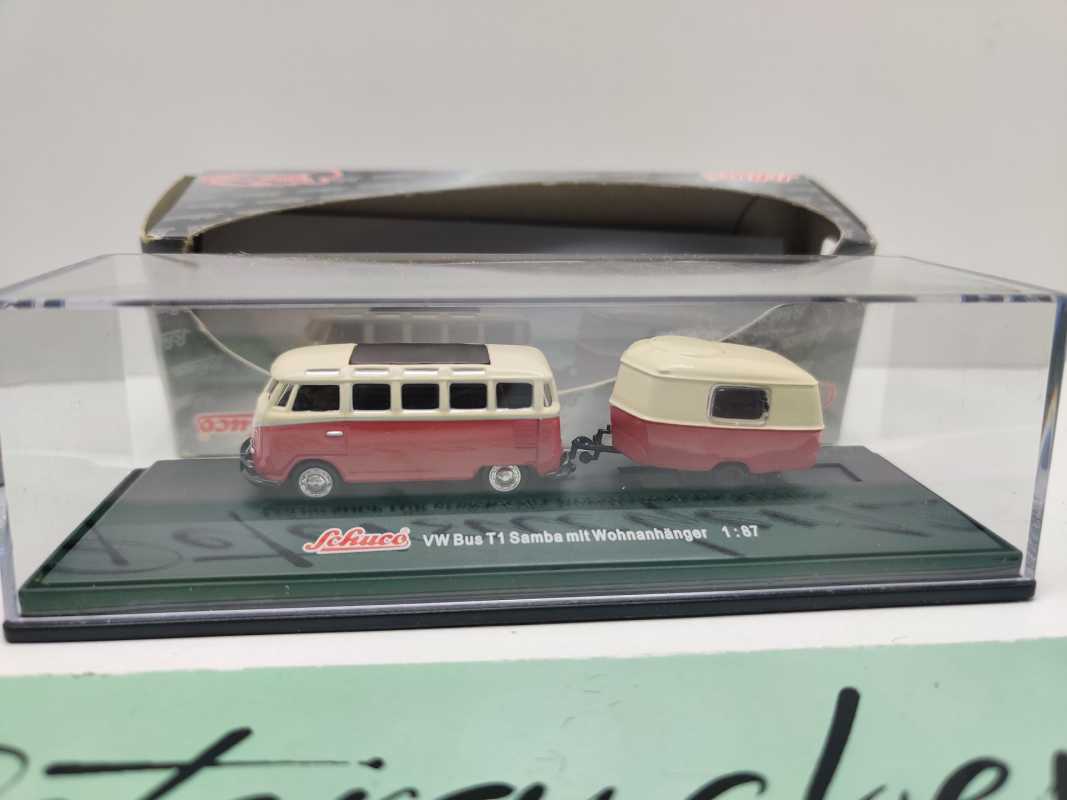Schuco H0 21690 VW Bus T1 Samba Wohnanhänger Hymer Eriba / 1:87 / OVP