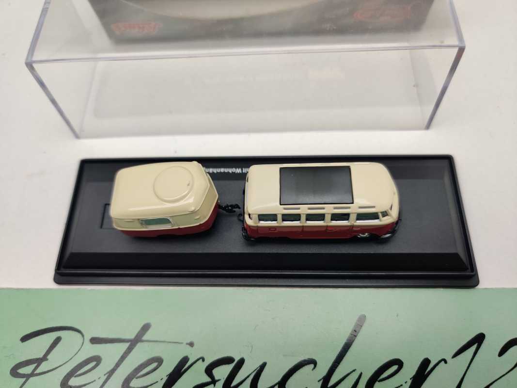 Schuco H0 21690 VW Bus T1 Samba Wohnanhänger Hymer Eriba / 1:87 / OVP