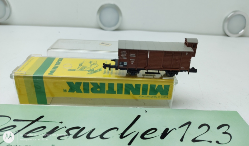 Mini Trix  N DC 3203 Gedeckter Güterwagen Bremserhaus Braun DB OVP