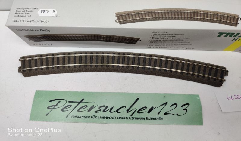Trix H0 1 x gebogenes Gleis 62330 Radius 515 mm / Bogen 30° / OVP