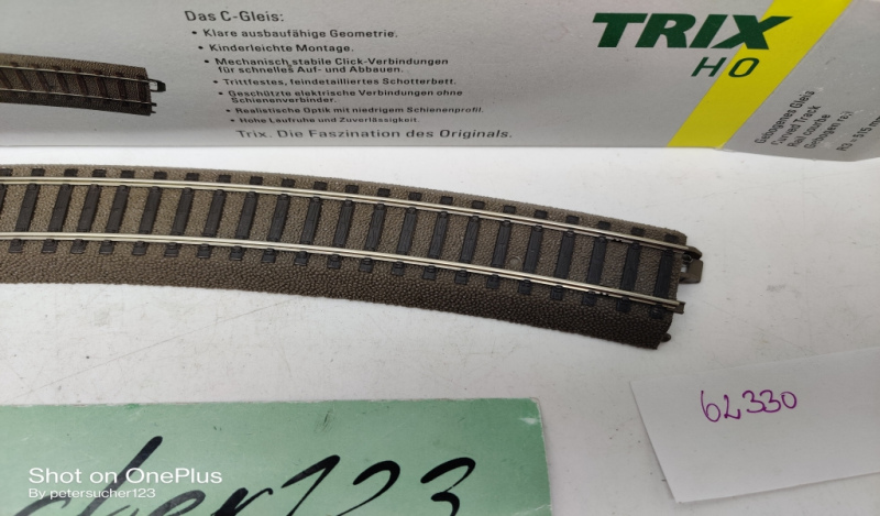 Trix H0 1 x gebogenes Gleis 62330 Radius 515 mm / Bogen 30° / OVP