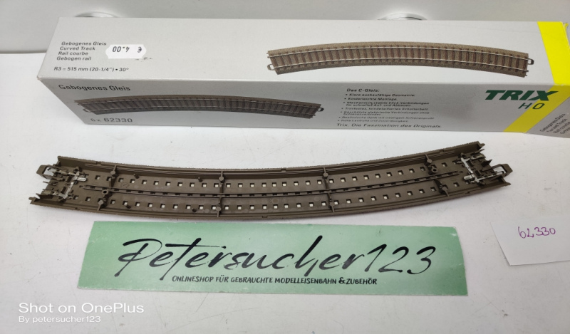 Trix H0 1 x gebogenes Gleis 62330 Radius 515 mm / Bogen 30° / OVP