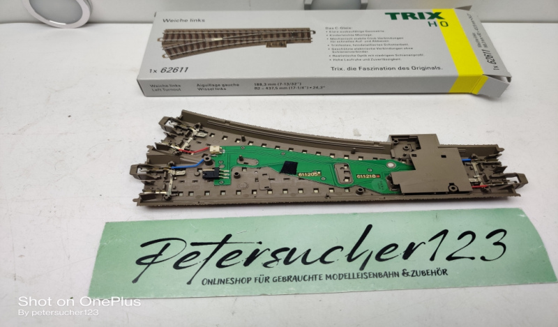 Trix H0 62611/ Weiche links 188,3 mm / 24,3° / R2 / OVP