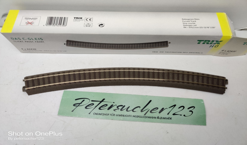 Trix H0 62430 / 1 x gebogenes Gleis Radius 579,3 mm / Bogen 16°/ OVP