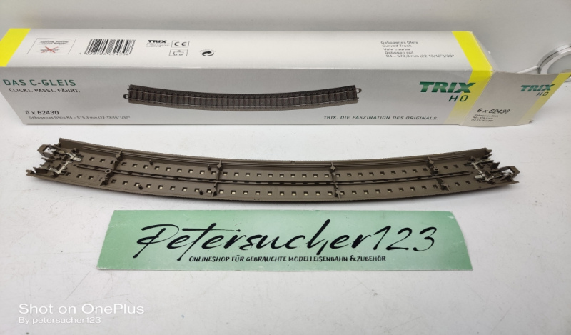 Trix H0 62430 / 1 x gebogenes Gleis Radius 579,3 mm / Bogen 16°/ OVP