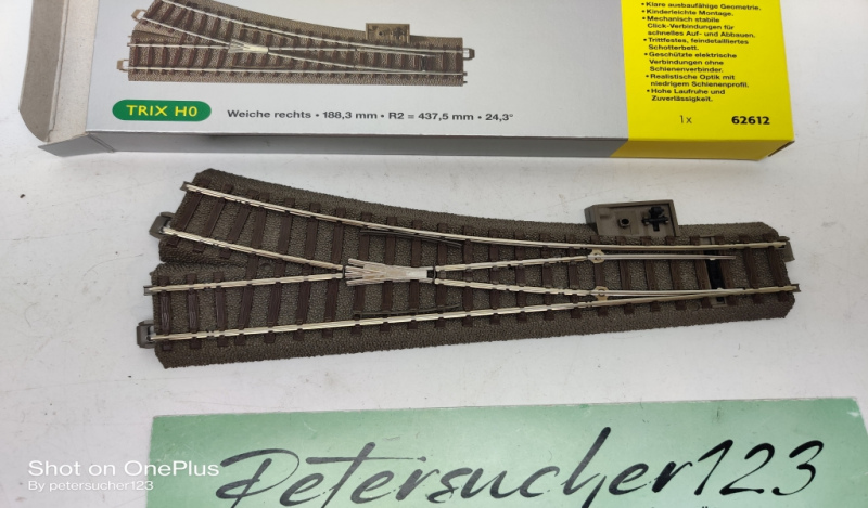 Trix H0 62612 Weiche Rechts 188,3 mm / 24,3° / R2