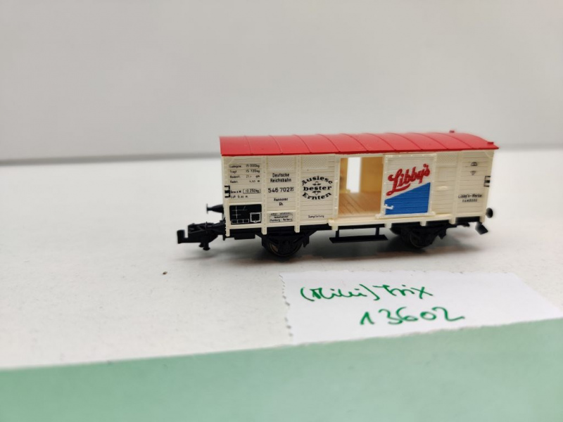 Minitrix N DC 13602 ged. Güterwagen "Libbys" G / DRG