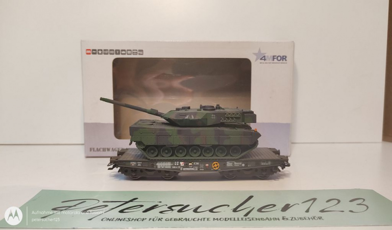 4MFOR H0 AC 48711 Flachwagen mit Panzer Leopard 2 A6 / Metall / K / BW / OVP