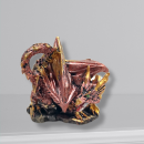 Vogler Drachenfigur, sitzend, magenta-gold, Drache-03