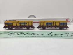 Hobbytrain N DC 497836 / 2-teiliges Güterwagen-Set /der Bauart Kbgs 442 / Post-Containern / OVP