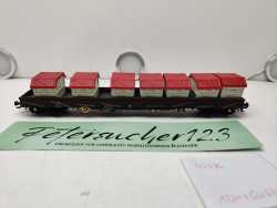 Märklin H0 AC 47086 vierachsigen Niederbordwagen der Bauart Rens 2 mit umklappbaren Rungen