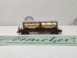 Mini Trix N DC 15257-3 / 4-achsigen Einheitstaschenwagen / Sdgkms 707 / DB AG / „BERTSCHI AG“ / OVP