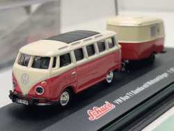 Schuco H0 21690 VW Bus T1 Samba Wohnanhänger Hymer Eriba / 1:87 / OVP